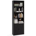 Costway 71 Farmhouse Bookcase with Doors with 6 Shelves & 2-Door Cabinet for Bedroom White/Black