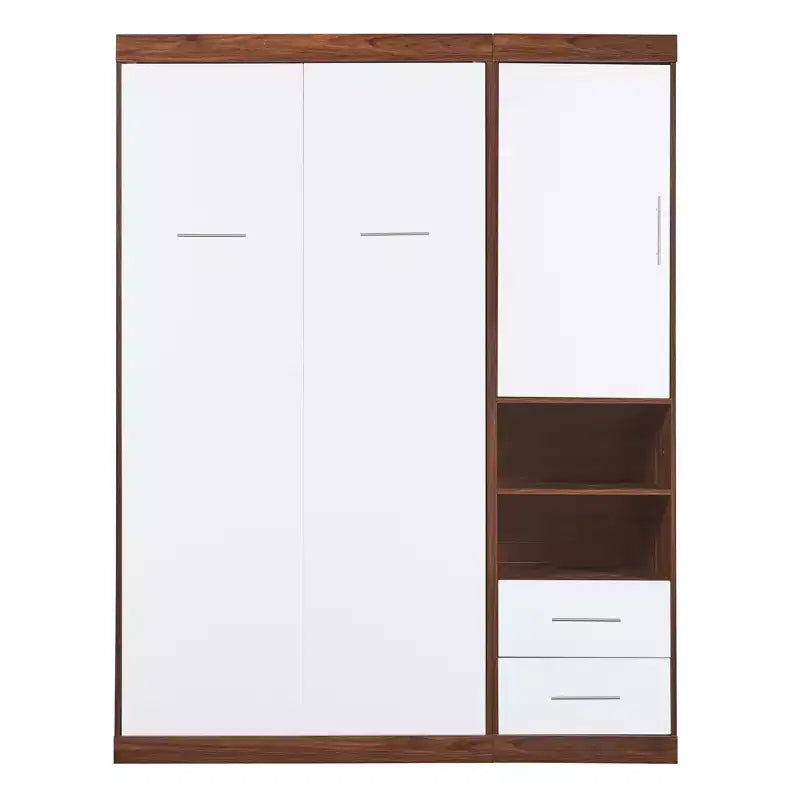 Lit escamotable mural pleine grandeur, pliable en armoire avec étagères