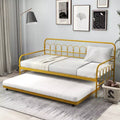 Lit de repos gigogne en métal double pour enfant, peu encombrant, avec roulettes verrouillables, doré
