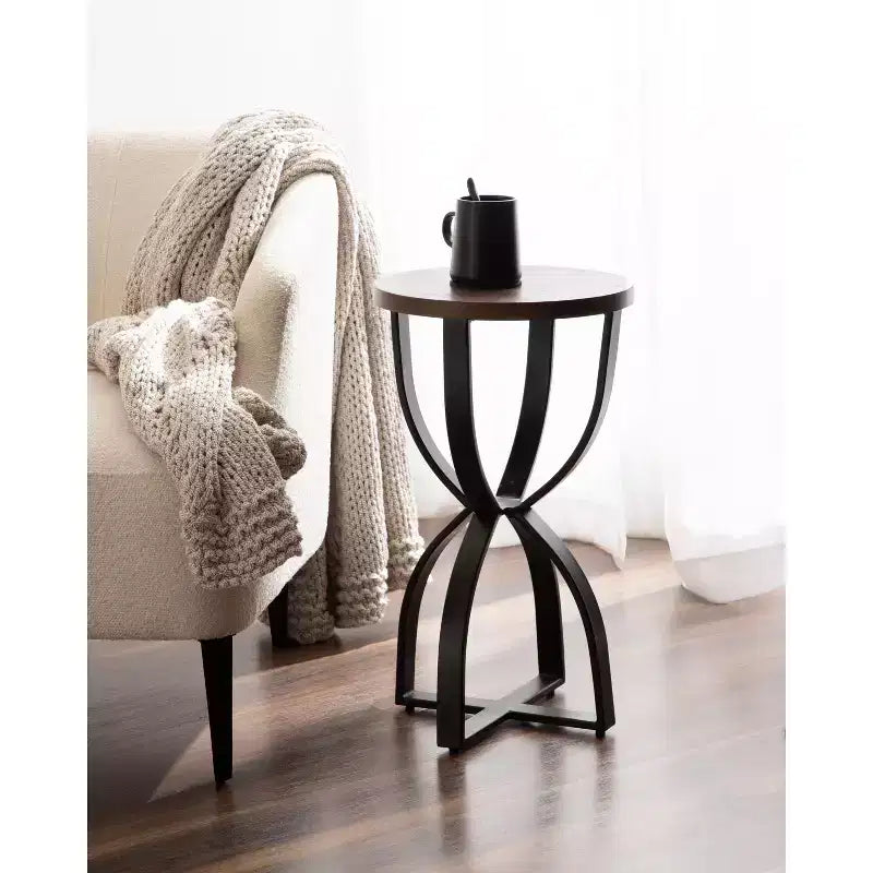 Table d'appoint ronde avec cadre en bois