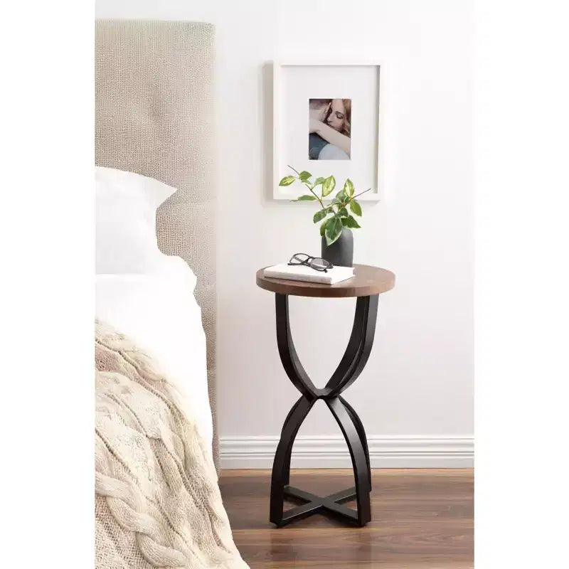 Table d'appoint ronde avec cadre en bois