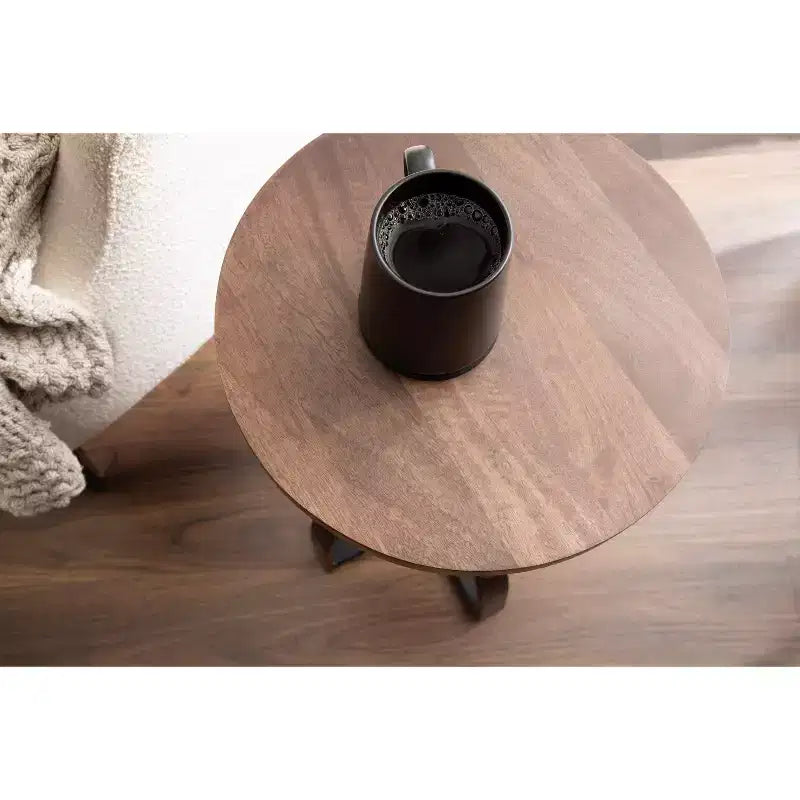 Table d'appoint ronde avec cadre en bois