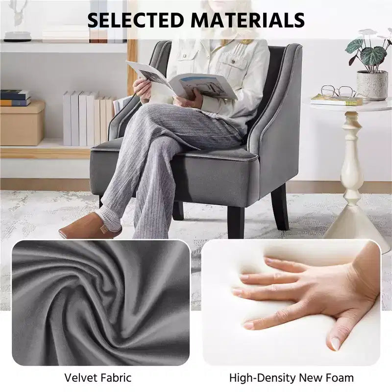 Fauteuil d'appoint moderne en velours pour le salon