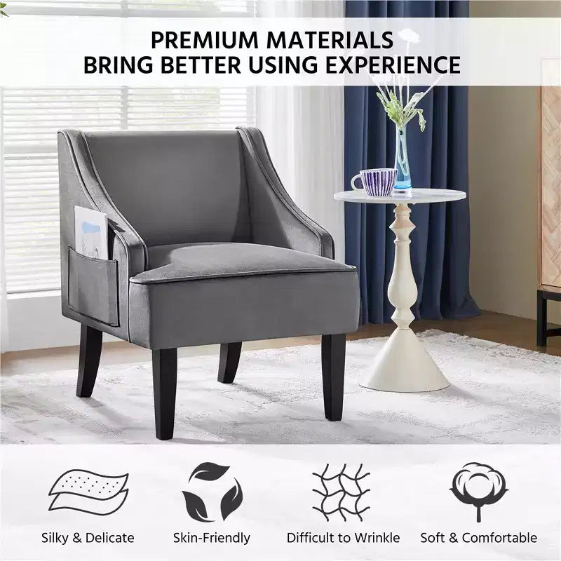Fauteuil d'appoint moderne en velours pour le salon