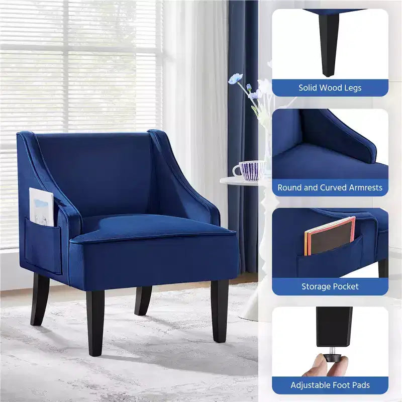 Fauteuil d'appoint moderne en velours pour le salon