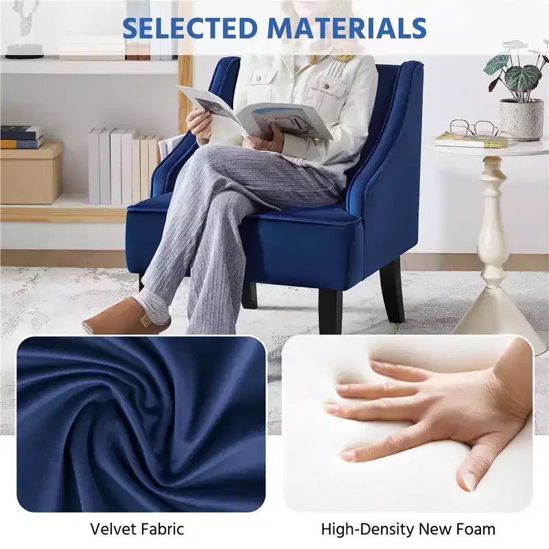 Fauteuil d'appoint moderne en velours pour le salon
