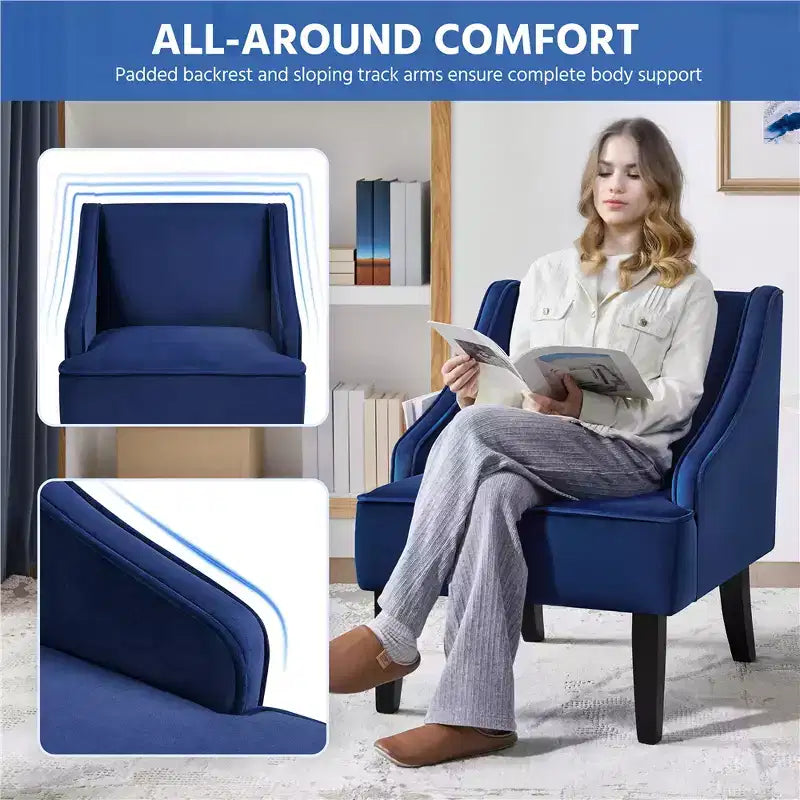 Fauteuil d'appoint moderne en velours pour le salon
