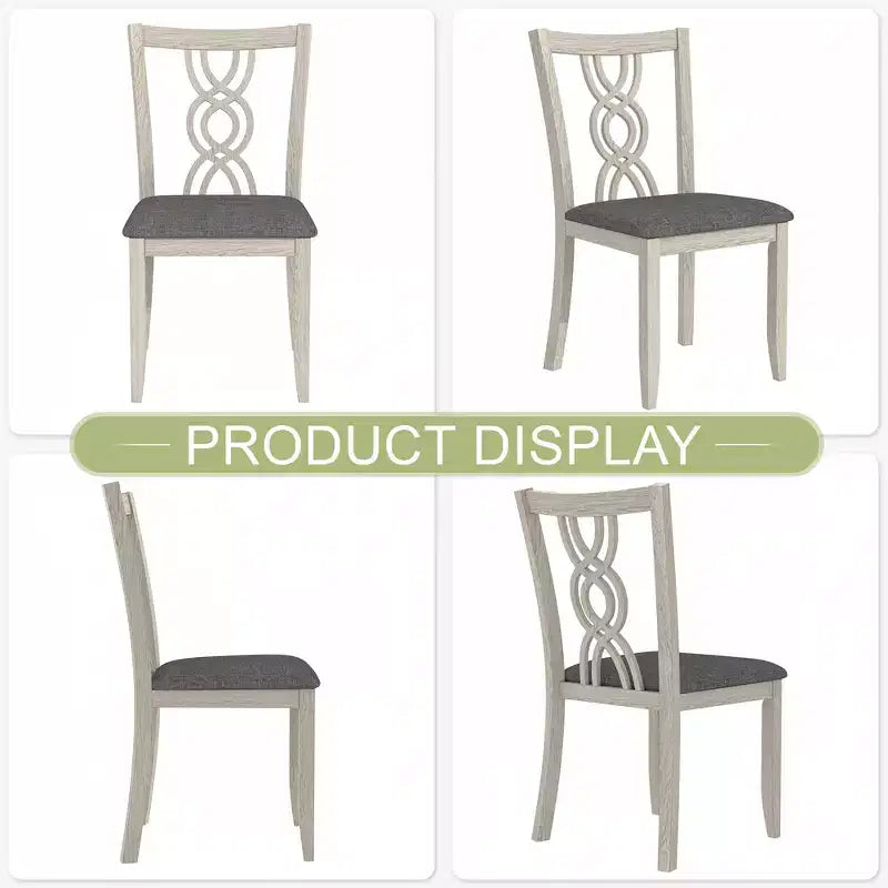Chaises de salle à manger rustiques en bois, chaises de cuisine en bois d'hévéa avec assise rembourrée
