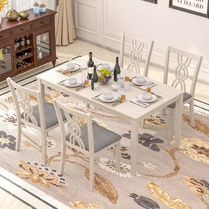 Chaises de salle à manger rustiques en bois, chaises de cuisine en bois d'hévéa avec assise rembourrée