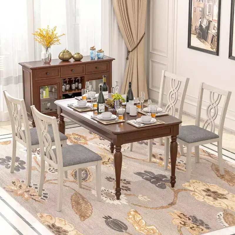 Chaises de salle à manger rustiques en bois, chaises de cuisine en bois d'hévéa avec assise rembourrée