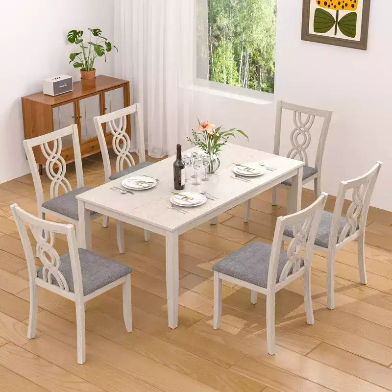 Chaises de salle à manger rustiques en bois, chaises de cuisine en bois d'hévéa avec assise rembourrée