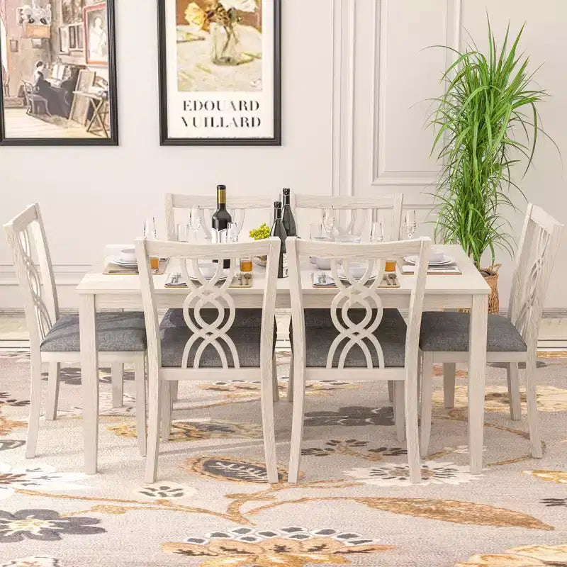 Chaises de salle à manger rustiques en bois, chaises de cuisine en bois d'hévéa avec assise rembourrée