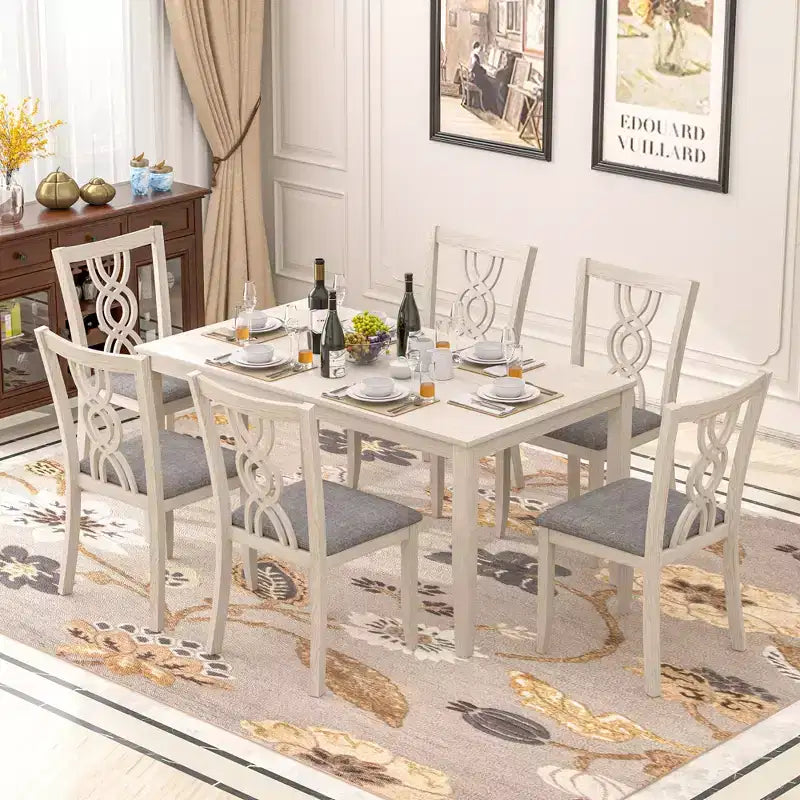 Chaises de salle à manger rustiques en bois, chaises de cuisine en bois d'hévéa avec assise rembourrée