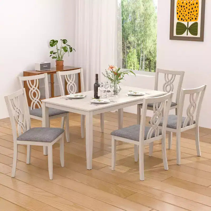 Chaises de salle à manger rustiques en bois, chaises de cuisine en bois d'hévéa avec assise rembourrée