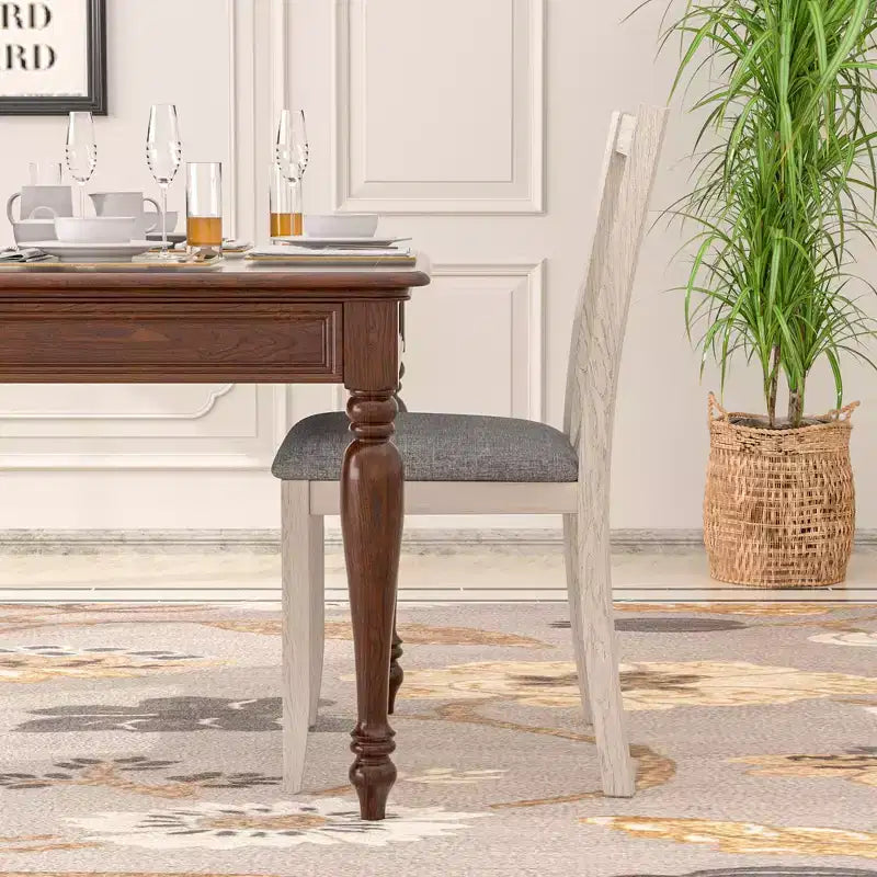 Chaises de salle à manger rustiques en bois, chaises de cuisine en bois d'hévéa avec assise rembourrée
