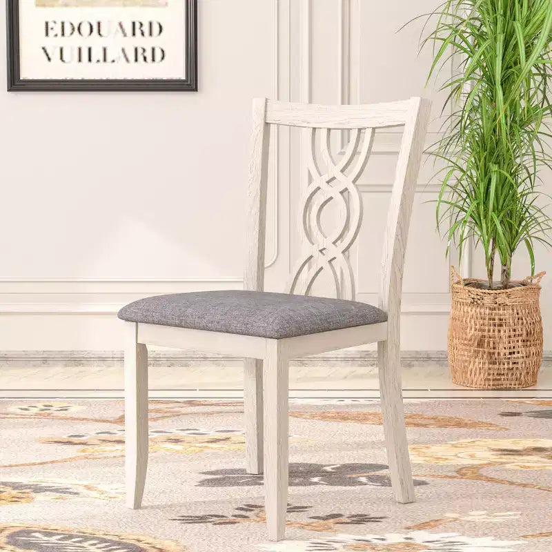 Chaises de salle à manger rustiques en bois, chaises de cuisine en bois d'hévéa avec assise rembourrée