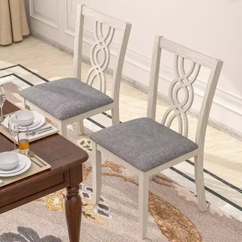 Chaises de salle à manger rustiques en bois, chaises de cuisine en bois d'hévéa avec assise rembourrée