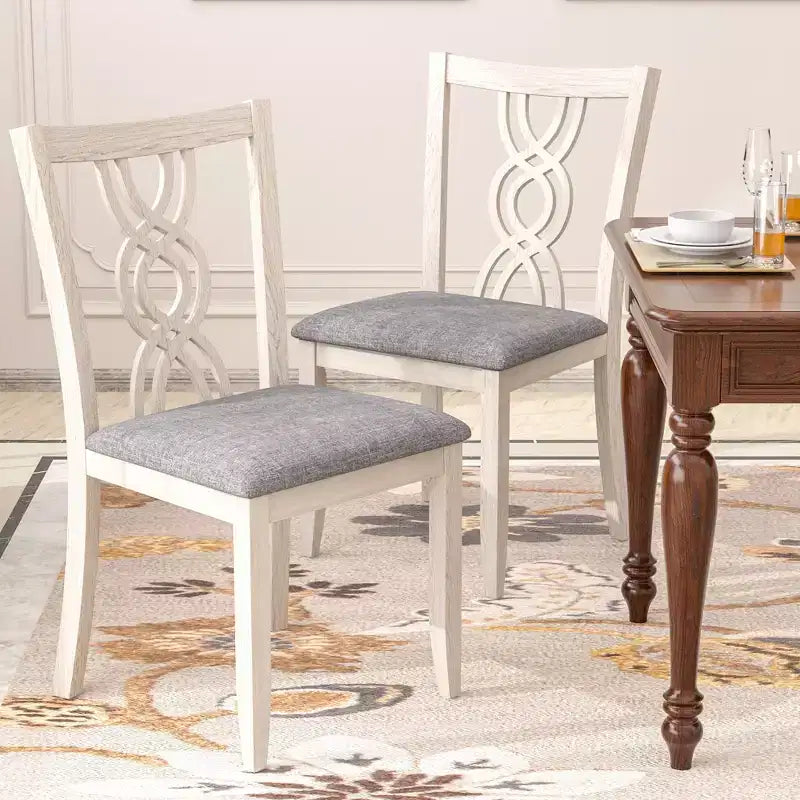 Chaises de salle à manger rustiques en bois, chaises de cuisine en bois d'hévéa avec assise rembourrée
