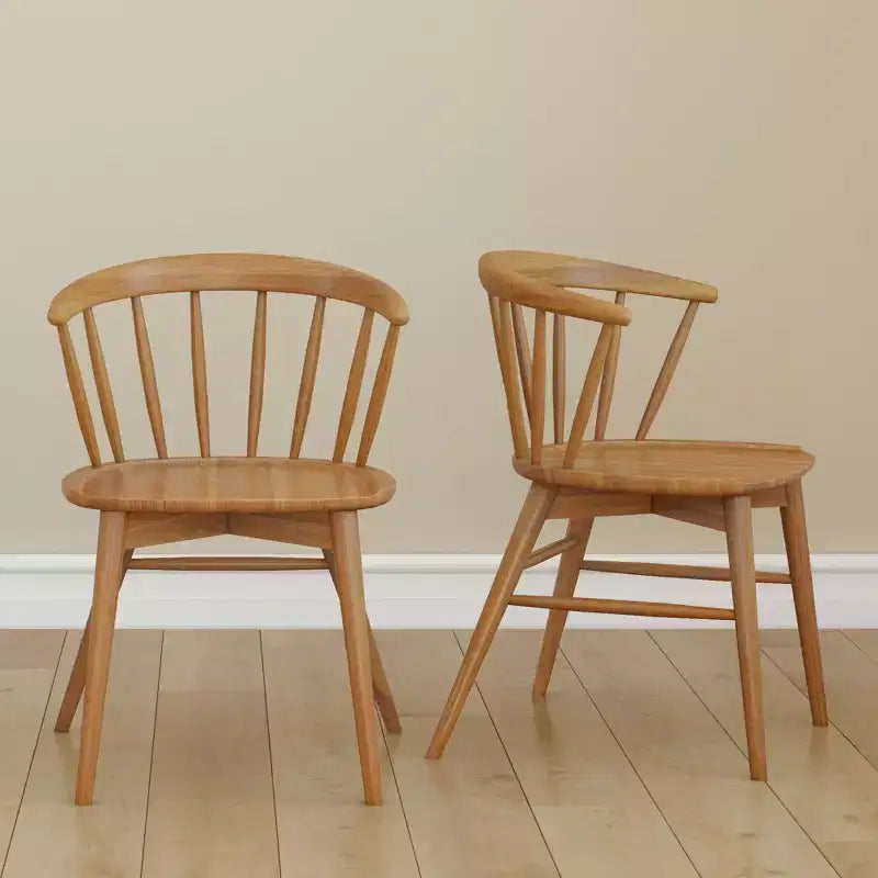 Plank+Beam Set of 2 Dining Chairs, Solid Wood Kitchen Chair