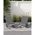 Outdoor Rocking Chairs Set of 2, Indoor Lounge Rocker Chair with Padded Cushion & Metal Frame & Rattan Seat, for Garden, Backyard, Lawn, Patio