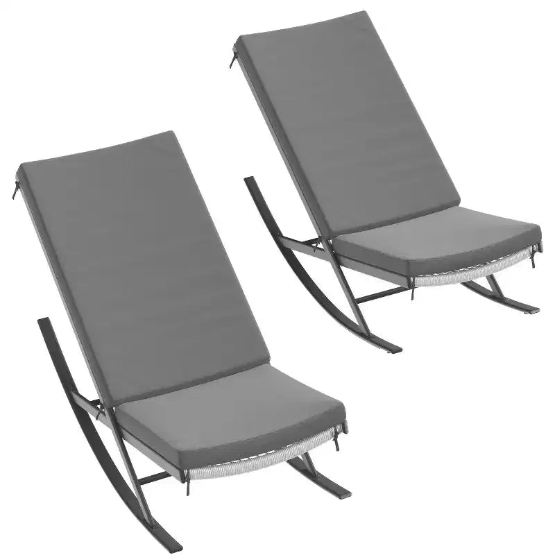 Fauteuil à bascule d'extérieur, fauteuil à bascule d'intérieur avec coussin rembourré et cadre en métal