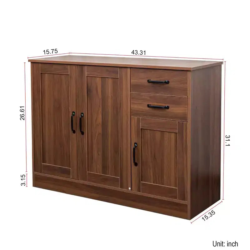 Buffet/bahut moderne en bois à 3 portes, meuble de rangement pour entrée/salle à manger