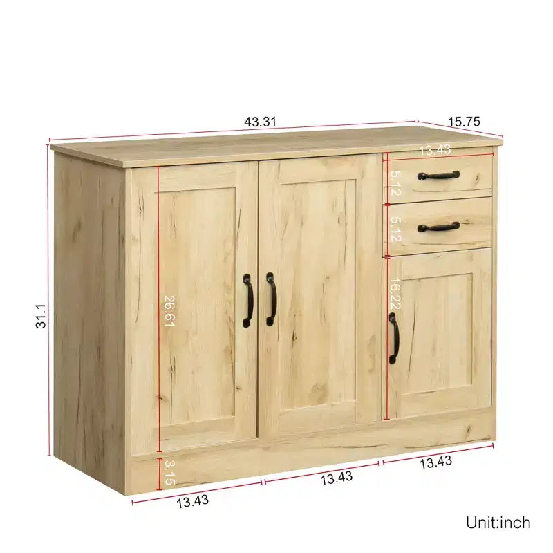 Buffet/bahut moderne en bois à 3 portes, meuble de rangement pour entrée/salle à manger