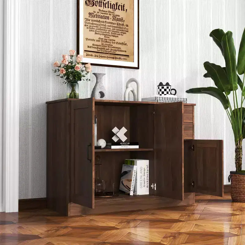 Buffet/bahut moderne en bois à 3 portes, meuble de rangement pour entrée/salle à manger