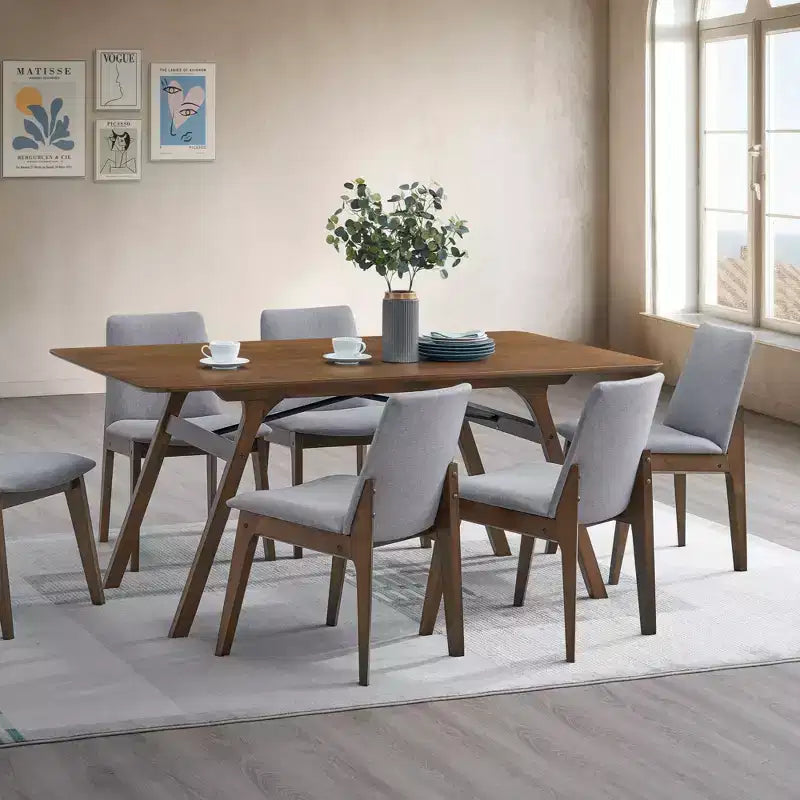 Chaise de salle à manger moderne capitonnée en bois et tissu