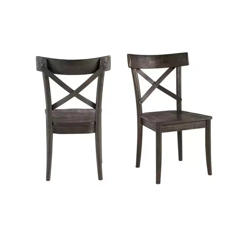 Calhoun Wooden Side Chair Set Dark Brown - Picket House Furnishings: X-Back, Rustic, 2-Piece
