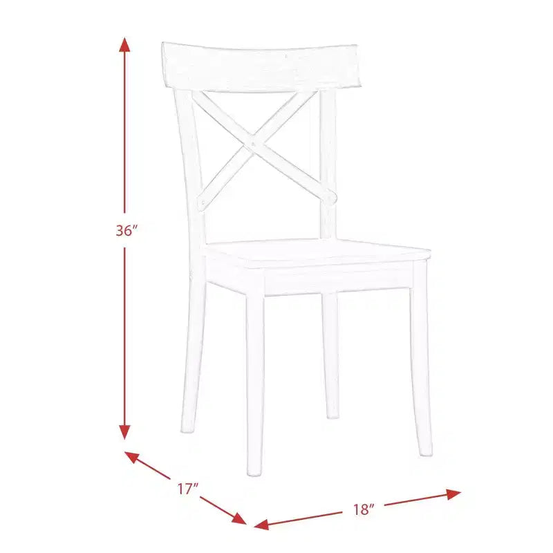 Chaise d'appoint en bois marron foncé, dossier en X, rustique