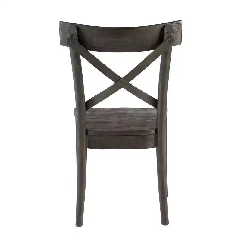 Chaise d'appoint en bois marron foncé, dossier en X, rustique