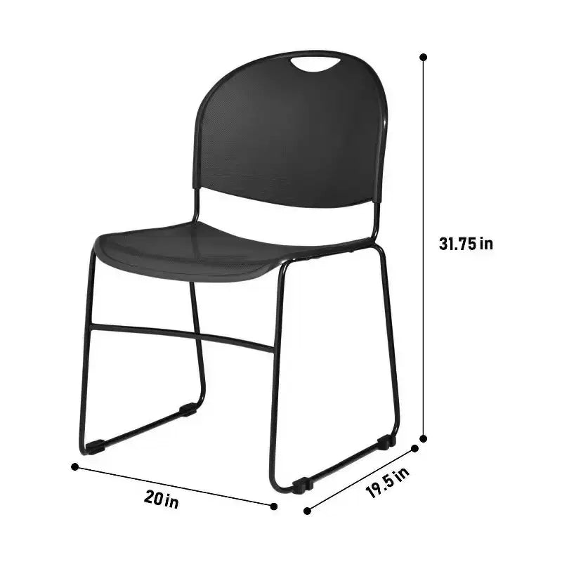 Chaise empilable ultra-compacte multi-usage noire - Piètement luge