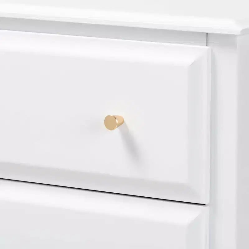 Commode de chambre 4 tiroirs en bois blanc/doré – Solution de rangement élégante