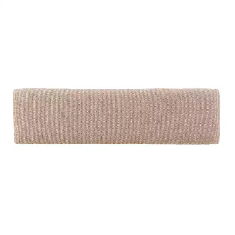 Banc traditionnel en bois avec assise rembourrée beige, marron noisette foncé
