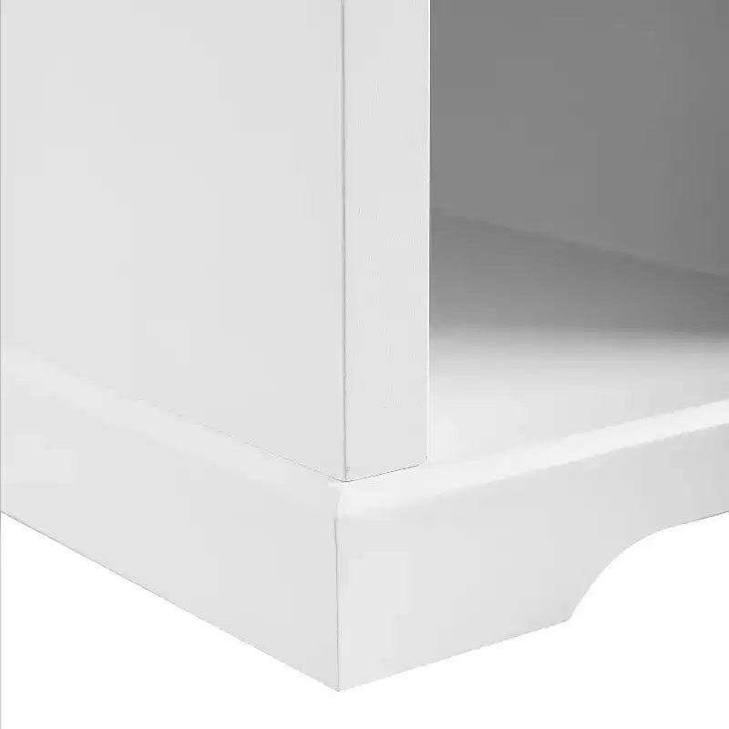 Banc de rangement blanc - Crosley : Rembourré, tapissé de lin, style rustique