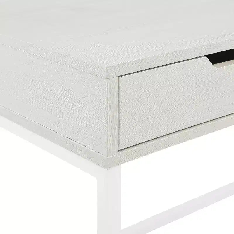 Bureau avec tiroir et étagère Chêne blanc Structure en acier robuste, Surface en MDF