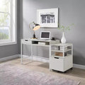 Bureau avec tiroir et étagère Chêne blanc Structure en acier robuste, Surface en MDF