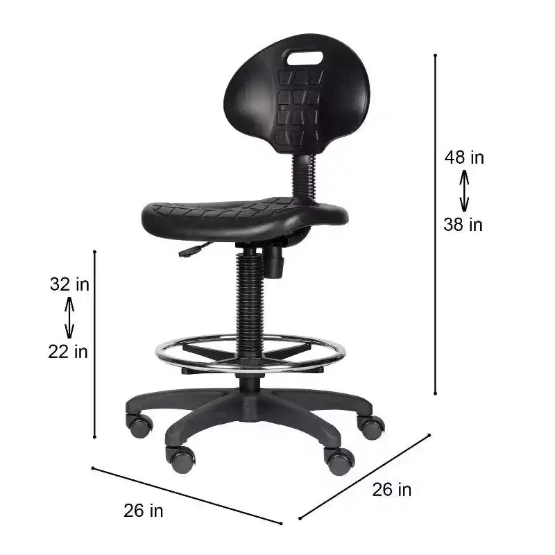 Chaise de travail en polyuréthane réglable en hauteur, pivotante, soutien lombaire