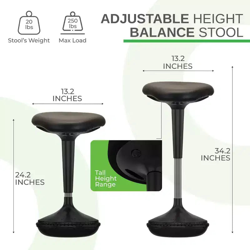 Chaise de bureau debout en vinyle noir - Uncaged Ergonomics