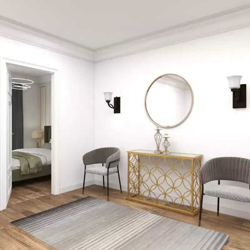 Console étroite rectangulaire dorée en métal style traditionnel moderne pour entrée