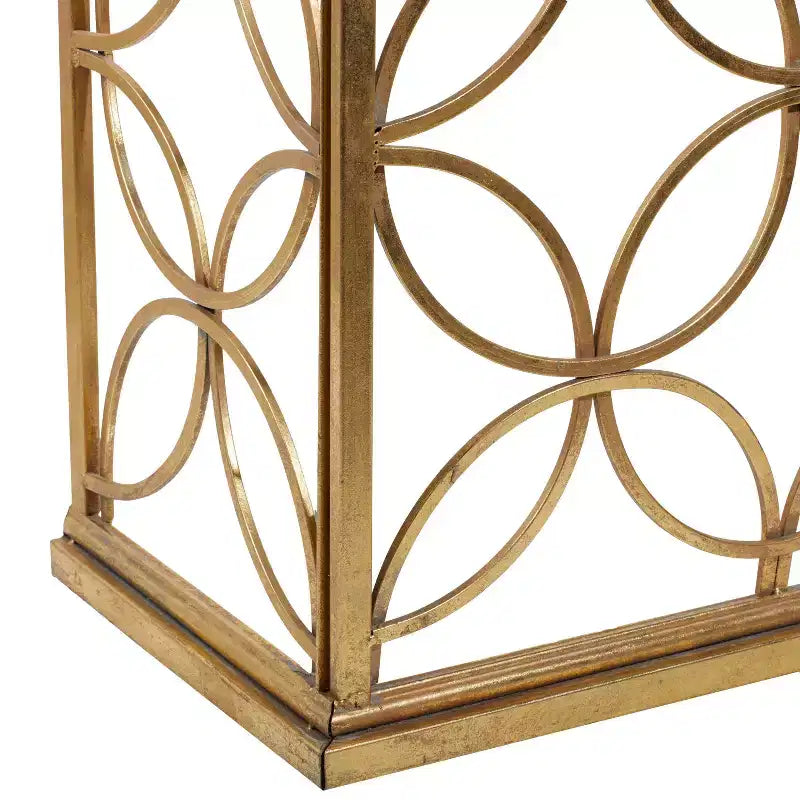 Console étroite rectangulaire dorée en métal style traditionnel moderne pour entrée