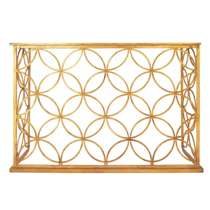 Console étroite rectangulaire dorée en métal style traditionnel moderne pour entrée