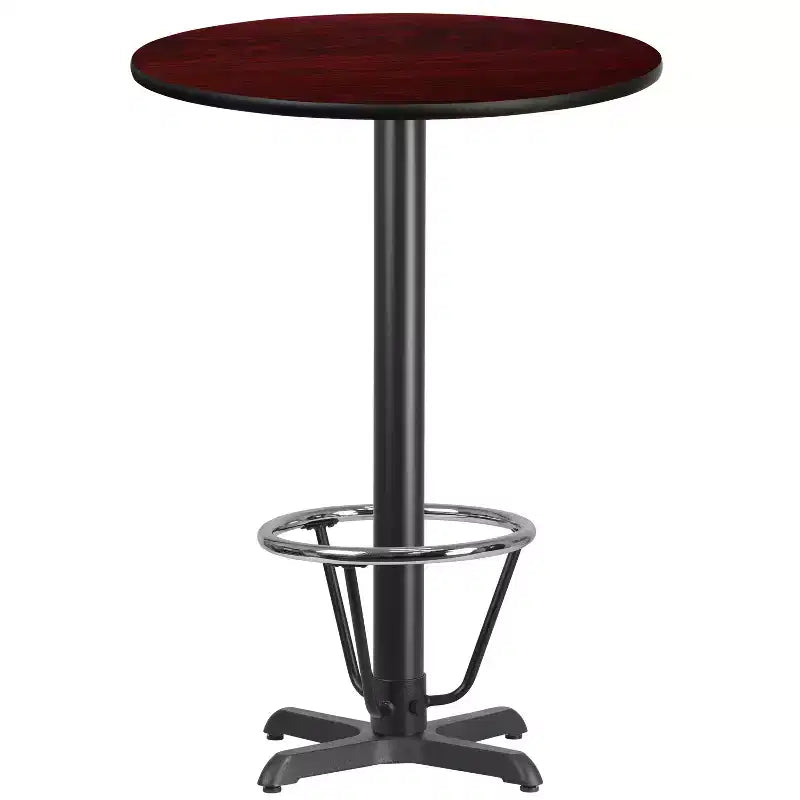 Flash Furniture 30'' Round Laminate Table Top with 22'' x 22'' Bar Height Table Base and Foot Ring