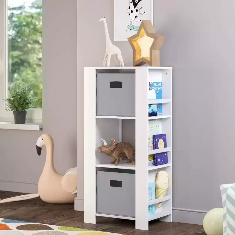 Tour de rangement pour livres et jouets pour enfants avec 3 casiers et 6 étagères à livres, blanc