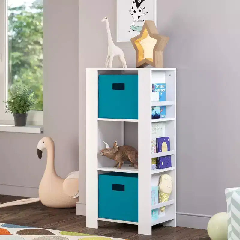 Tour de rangement pour livres et jouets pour enfants avec 3 casiers et 6 étagères à livres, blanc