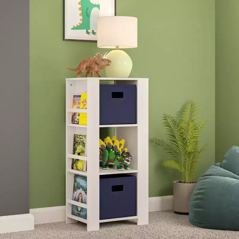 Tour de rangement pour livres et jouets pour enfants avec 3 casiers et 6 étagères à livres, blanc