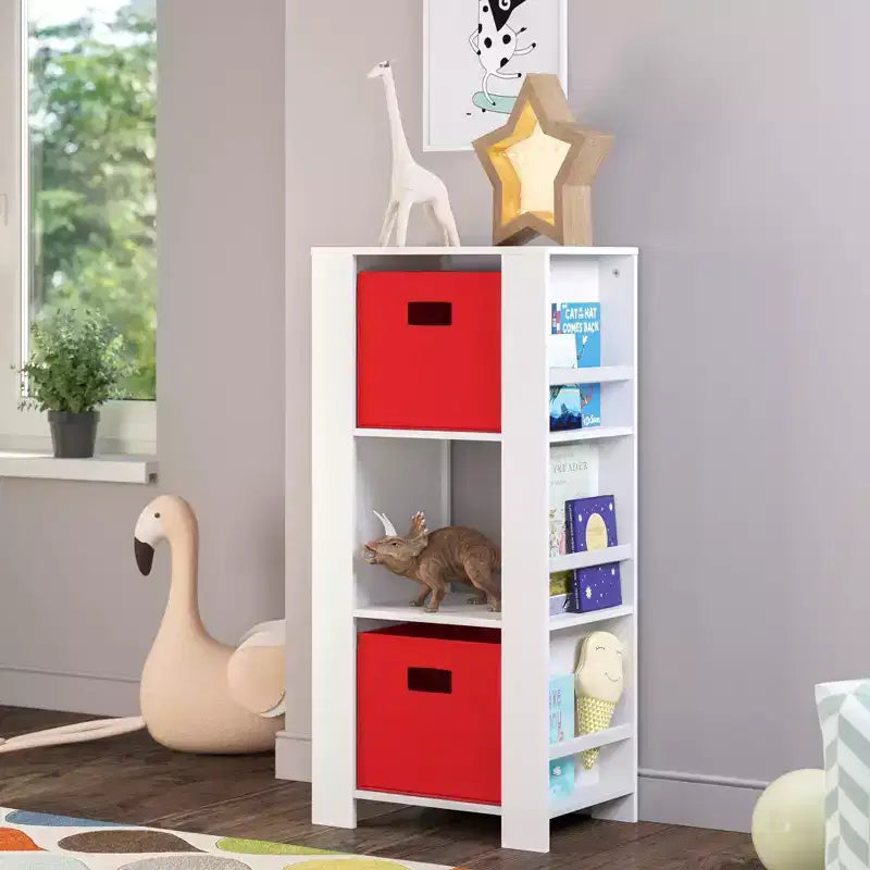 Tour de rangement pour livres et jouets pour enfants avec 3 casiers et 6 étagères à livres, blanc