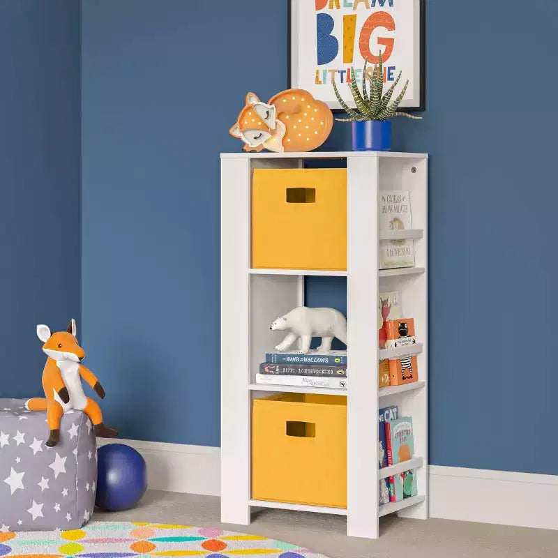 Tour de rangement pour livres et jouets pour enfants avec 3 casiers et 6 étagères à livres, blanc
