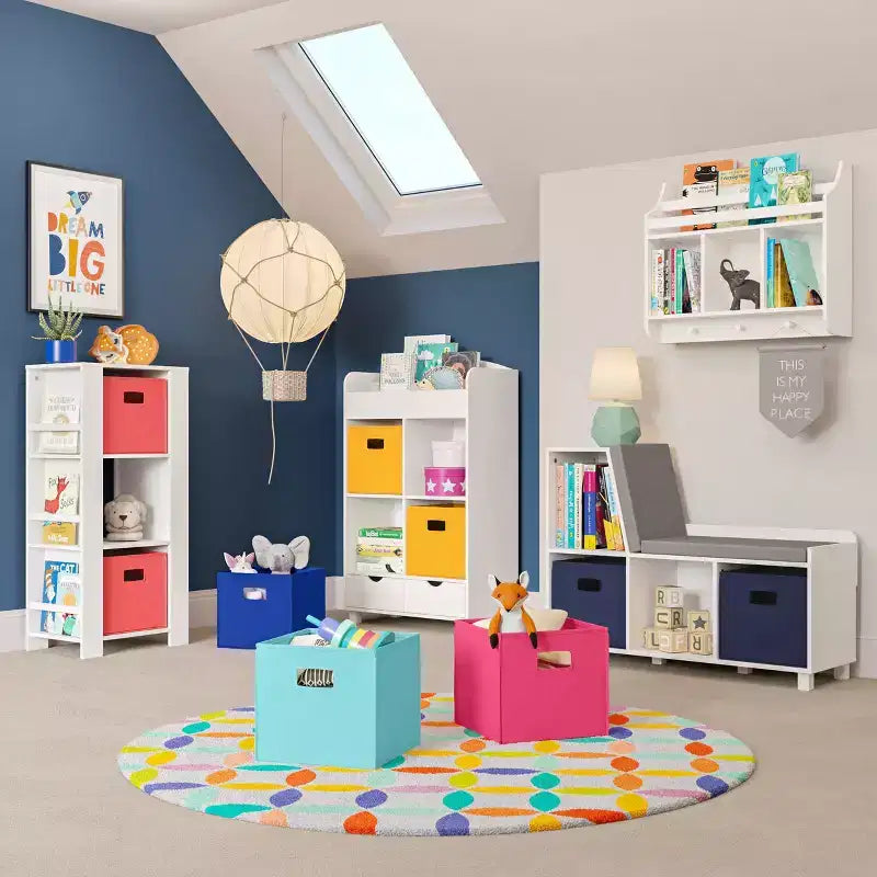 Tour de rangement pour livres et jouets pour enfants avec 3 casiers et 6 étagères à livres, blanc